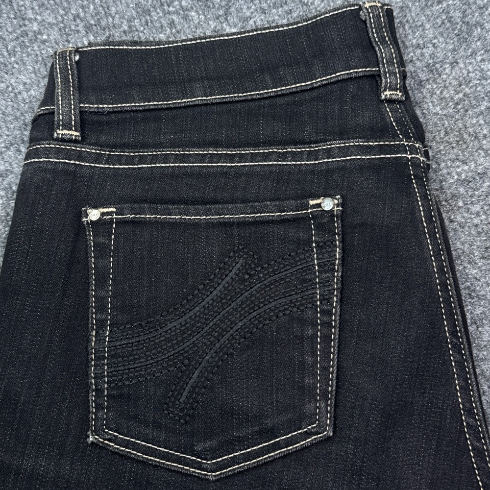 White House Black Market Noir Cropped Jeans Womens Size 0 Black Low Rise Stretch - Picture 3 of 12